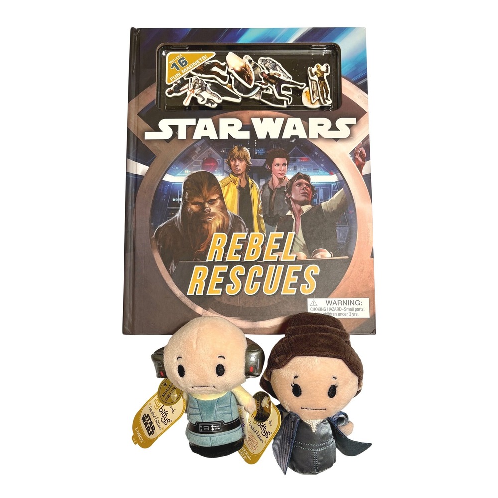 LOBOT & LEIA Star Wars Itty Bittys NWT + STAR WARS REBEL RESCUES Adventure Book